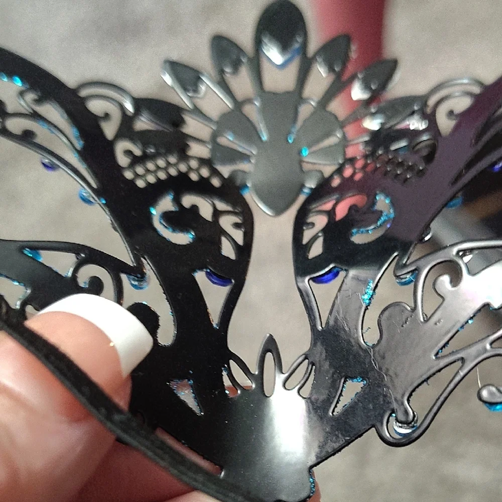 BEAUTIFUL SPARKLING TEAL GLITTER MASQUERADE MASK